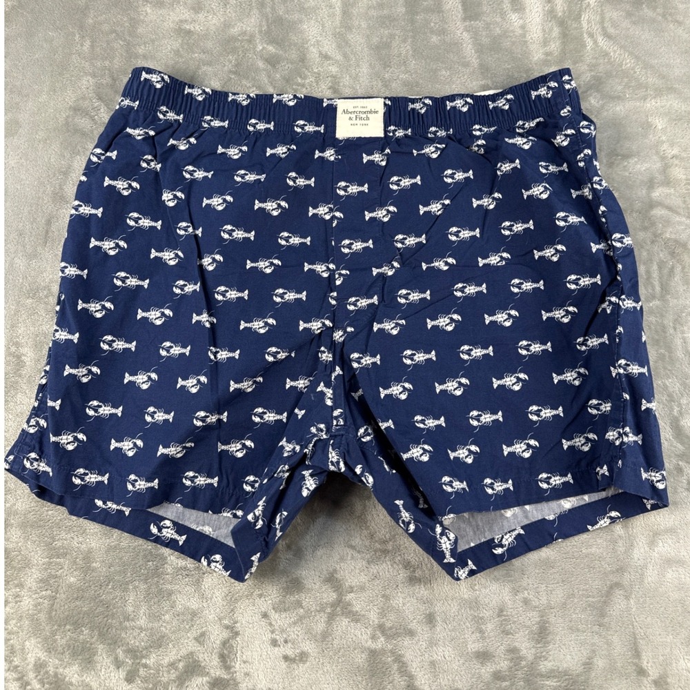 Abercrombie & Fitch Boxer Shorts Mens XL Lobster Navy Blue Cotton EUC